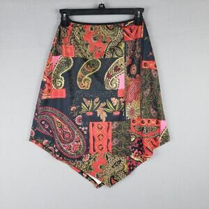 Vintage LA Movers XS High Waist Handkerchief Shirt‎ Paisley Patchwork Fall Retro
